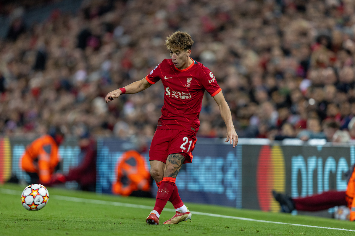 Liverpool's Kostas Tsimikas during the UEFA Champions League Group B Matchday 4 game between Liverpool FC and Club Atlético de Madrid at Anfield