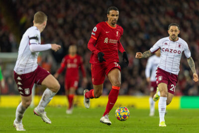 Liverpool's Joel Matip during the FA Premier League match between Liverpool FC and Aston Villa FC at Anfield