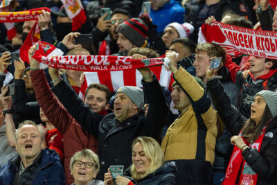 Liverpool supporters sing "You'll Never Walk Alone" before the FA Premier League match between Liverpool FC and Newcastle United FC at Anfield