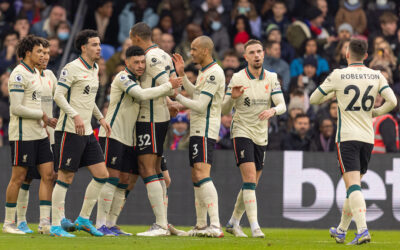 Liverpool's Alex Oxlade-Chamberlain celebrates after scoring the second goal during the FA Premier League match between Crystal Palace FC and Liverpool FC at Selhurst Park