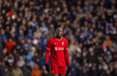 Liverpool's Ibrahima Konaté during the FA Cup 4th Round match between Liverpool FC and Cardiff City FC at Anfield