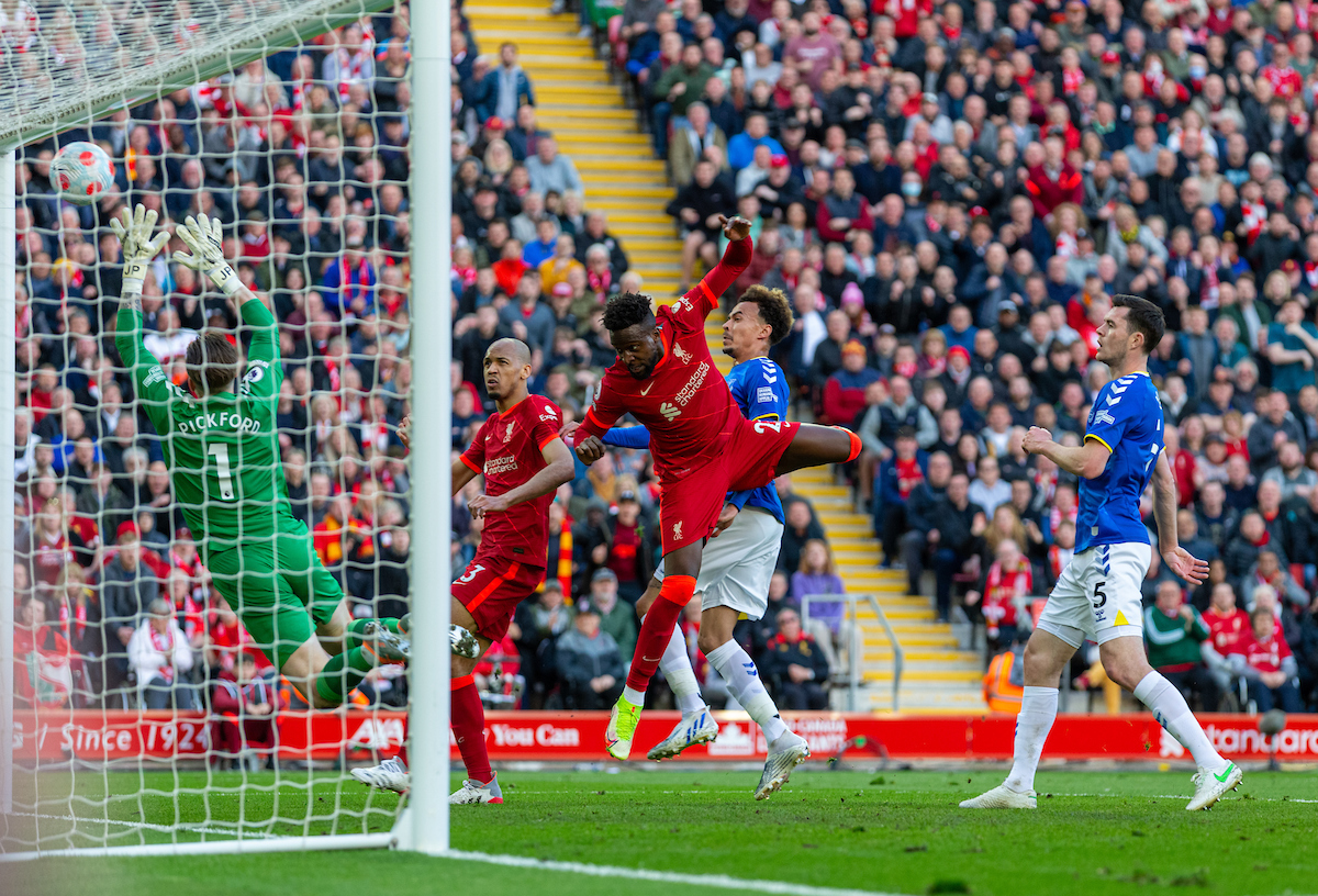 Liverpool's Divock Origi scores the second goal during the FA Premier League match between Liverpool FC and Everton FC, the 240th Merseyside Derby, at Anfield