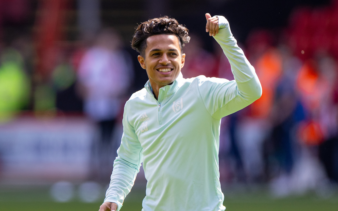 Fulham's Fábio Carvalho during the pre-match warm-up before the Football League Championship match between Sheffield United FC and Fulham FC at Bramall Lane