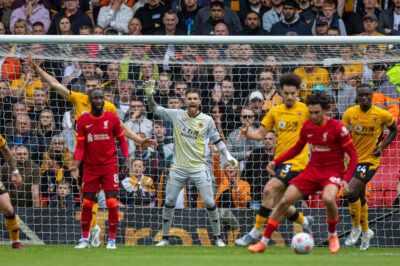 Wolverhampton Wanderers' goalkeeper José Sá during the FA Premier League match between Liverpool FC and Wolverhampton Wanderers FC at Anfield