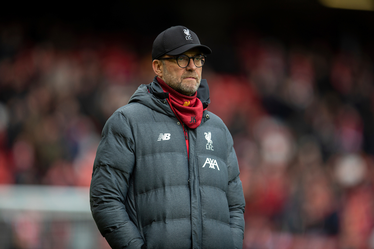 Liverpool's manager Jürgen Klopp during the FA Premier League match between Liverpool FC and AFC Bournemouth at Anfield
