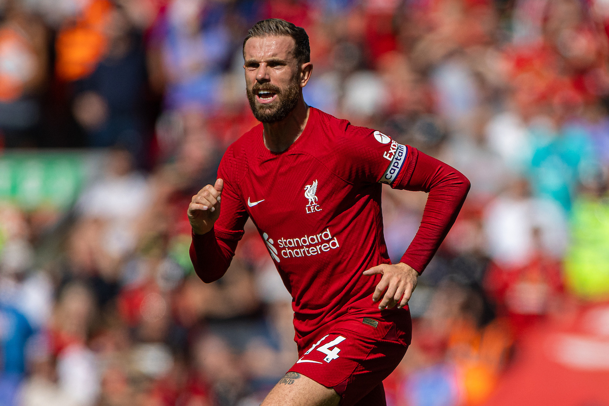 Liverpool's captain Jordan Henderson during the FA Premier League match between Liverpool FC and AFC Bournemouth at Anfield