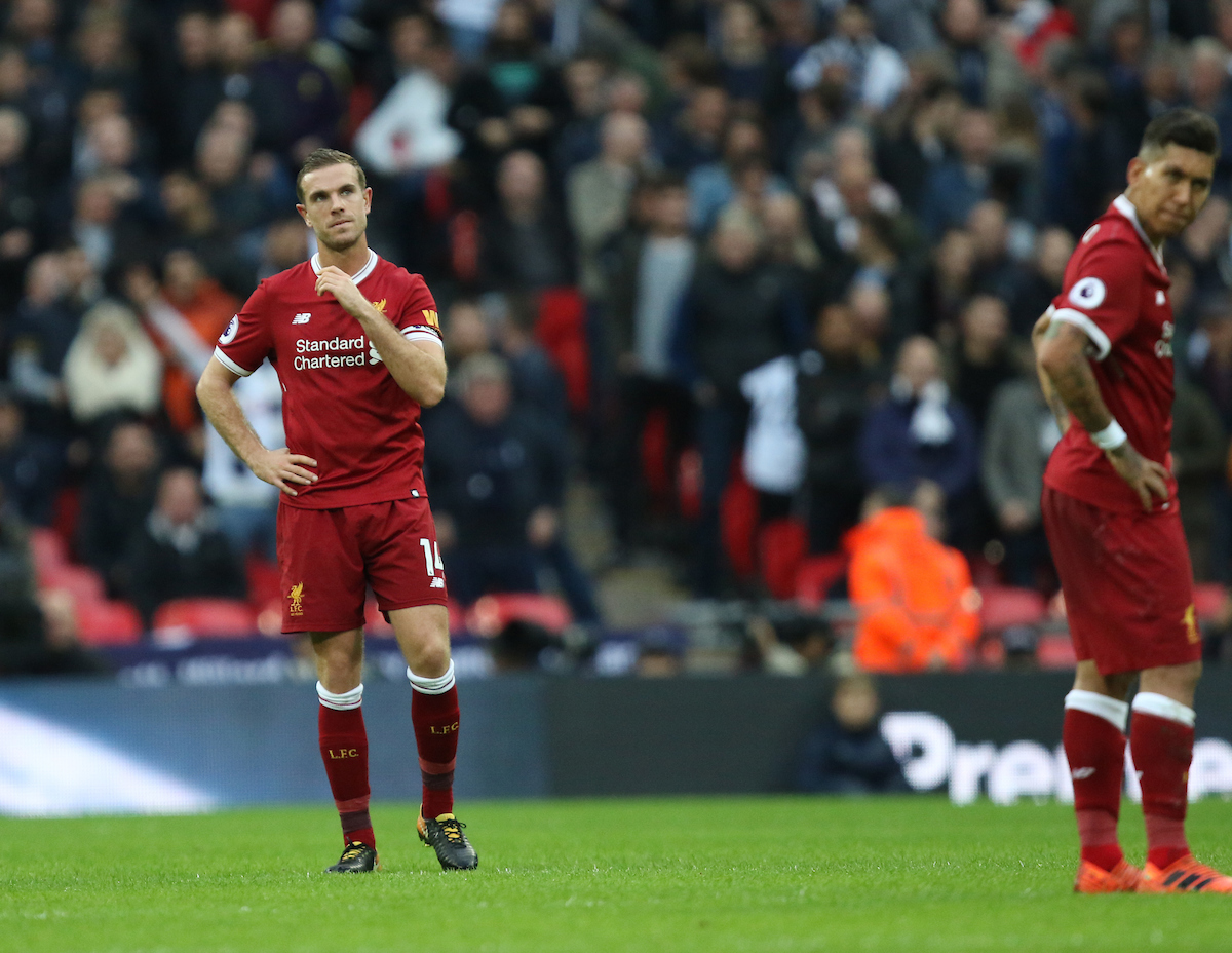 Roberto Firmino dejection during the FA Premier League match between Tottenham Hotspur and Liverpool at Wembley Stadium