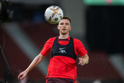 Liverpool's Andy Robertson during a training session at the Rajamangala National Stadium on day two of the club's Asia Tour ahead of a friendly match against Manchester United FC