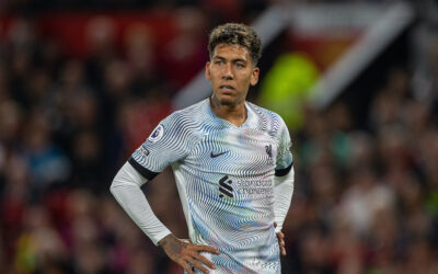 Liverpool's Roberto Firmino looks dejected during the FA Premier League match between Manchester United FC and Liverpool FC at Old Trafford