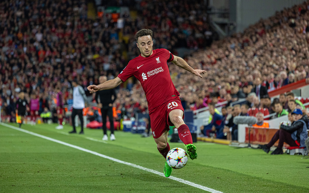 Liverpool's Diogo Jota during the UEFA Champions League Group A matchday 2 game between Liverpool FC and AFC Ajax at Anfield