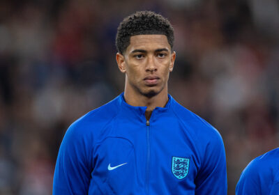 England's Jude Bellingham lines-up before the UEFA Nations League Group A3 game between England and Germany at Wembley Stadium