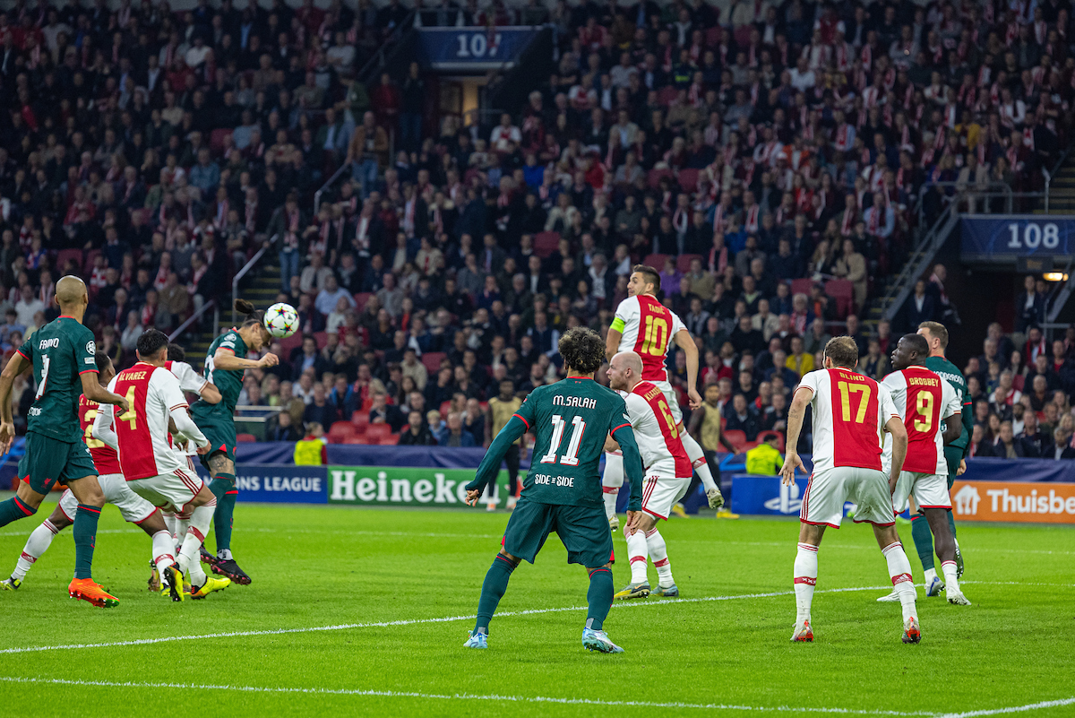 Liverpool's Darwin Núñez scores the second goal during the UEFA Champions League Group A matchday 5 game between AFC Ajax and Liverpool FC at the Amsterdam Arena