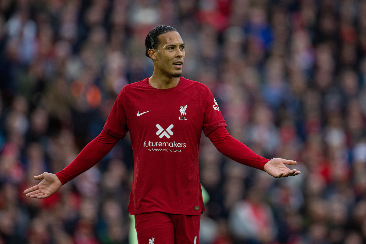 Liverpool's Virgil van Dijk during the FA Premier League match between Liverpool FC and Manchester City FC at Anfield