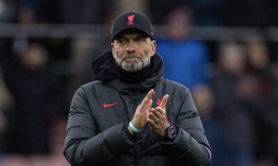 Liverpool's manager Jürgen Klopp applauds the supporters after the FA Premier League match between AFC Bournemouth and Liverpool FC at the Vitality Stadium