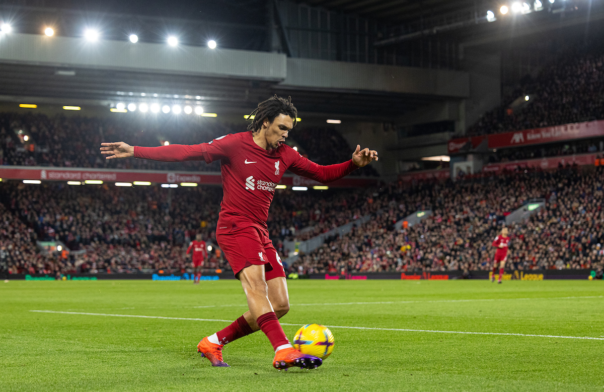 Liverpool's Trent Alexander-Arnold during the FA Premier League match between Liverpool FC and Wolverhampton Wanderers FC at Anfield