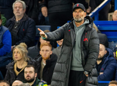 Liverpool's manager Jürgen Klopp during the FA Premier League match between Chelsea FC and Liverpool FC at Stamford Bridge