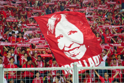 Liverpool supporters' banner of Ann Williams before a preseason friendly against Indonesia XI at the Gelora Bung Karno Stadium